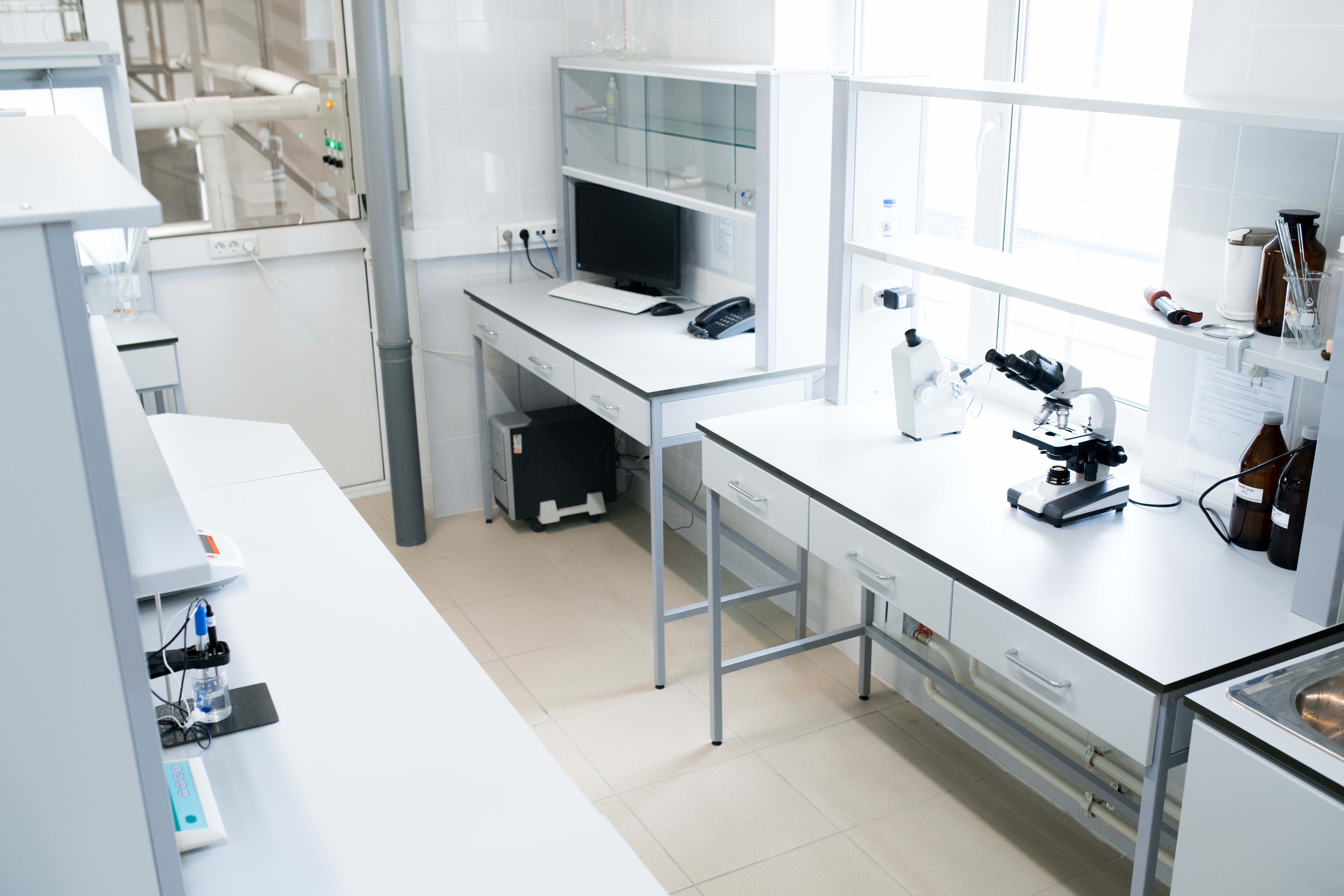 Interior of empty science laboratory in modern clinic.