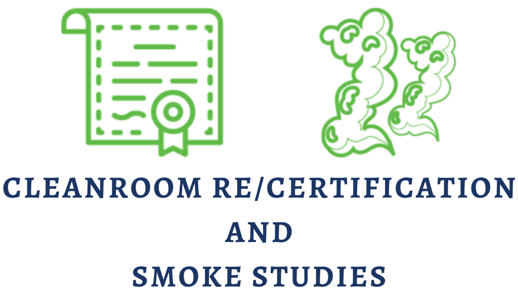 Icons of Cleanroom Re/Certification and Smoke Studies with their titles.